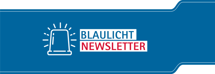 Logo: Symbol eines Blaulichtes, daneben in Großbuchstaben Blaulicht Newsletter