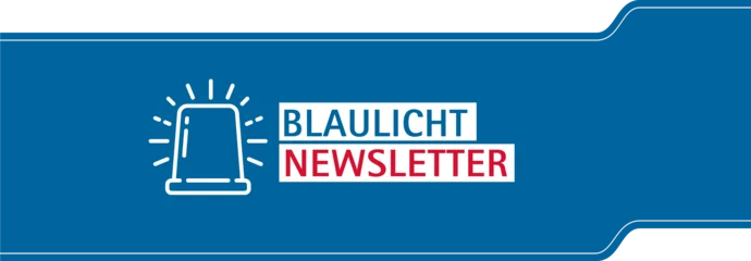 Logo: Symbol eines Blaulichtes, daneben in Großbuchstaben Blaulicht Newsletter